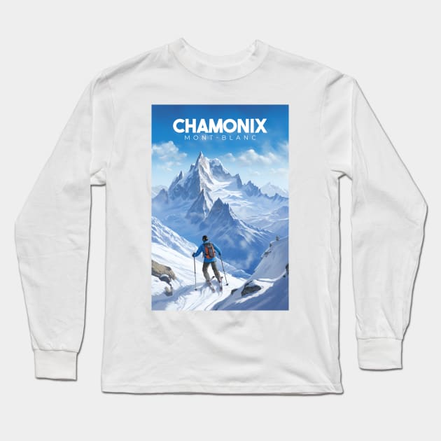 Affiche Chamonix - France - Mont-blanc illustration Long Sleeve T-Shirt by Labonneepoque